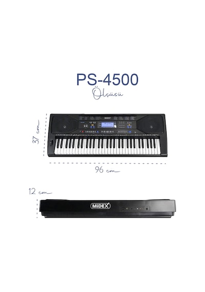 Midex Ps-4500 Tuş Hassasiyetli 61 Tuşlu Org Dijital Lcd Ekran
