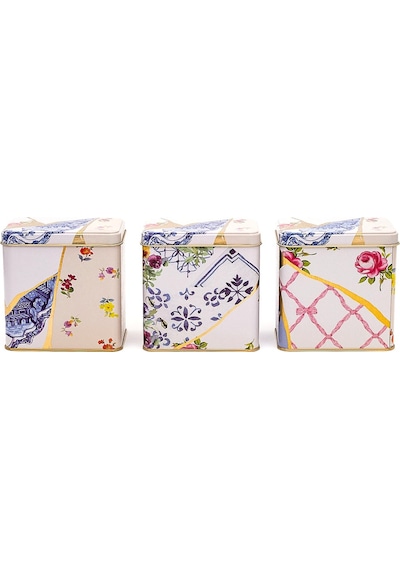 Kint Sugi Desenli Dikdörtgen Saklama Kabı 3 Lü Set, 8 X 12 Cm Çok Renkli