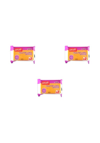 Proff Multiflora 2'li Soft Sünger - 14x9x3 Cm. - Tüm Yüzeyler İçin Bulaşık Süngeri - 3 Paket