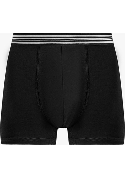 Koton Çizgili Lastikli Pamuklu 3 Lü Boxer Seti Siyah 7wlm90028mk