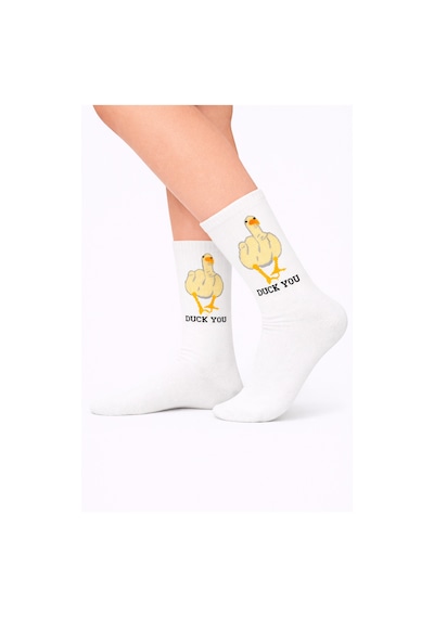 Carnaval Socks Duck You Yazılı Beyaz Tenis Çorap Çok Renkli