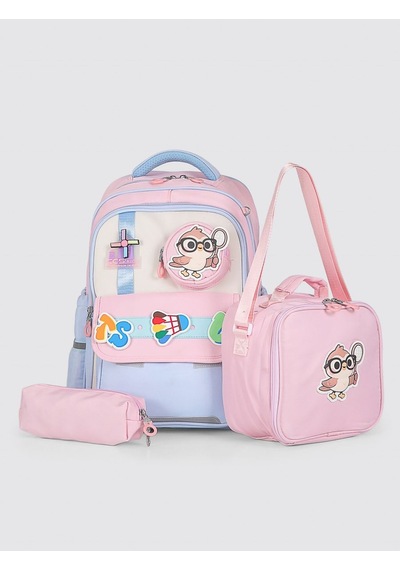 Ççs Kids Premium Okul Çanta Seti 3'lü İlkokul Ortaokul Sırt Çantası Termal Beslenme Çantası Kalemlik Pembe 51979