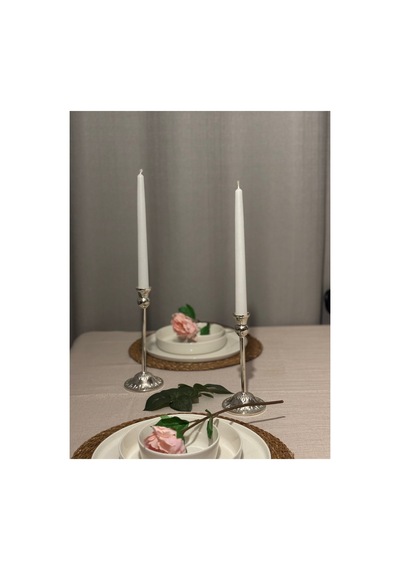 Rustik Model Gümüş Rengi 2'li Şamdan & Mumluk Seti Gümüş - 805784881 Gümüş
