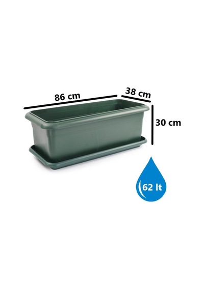 Omnipazar So-v692 Tabaklı Villa Bahçe Saksı Takımı 62 Litre No 2 Yeşil