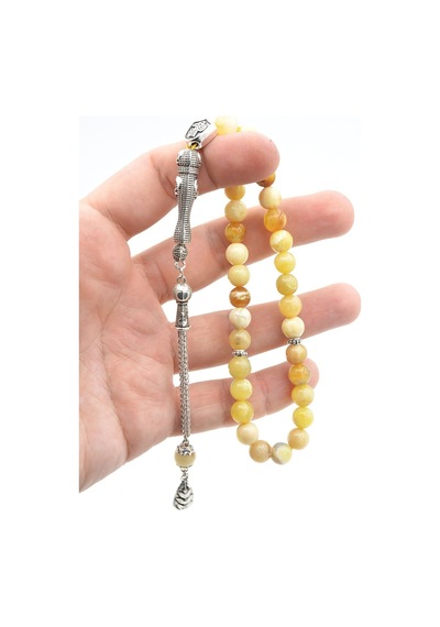 Murty99 Hakiki Doğal Sarı Opal Taşı Tesbih 8 Mm Sarı