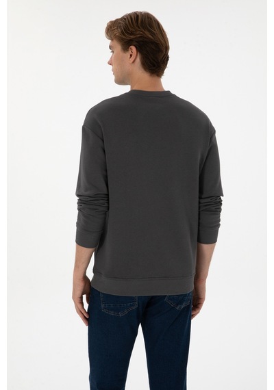 U.S. Polo Assn. Erkek Bisiklet Yaka Comfort Fit Antrasit Basic Sweatshirt 50313760-VR006