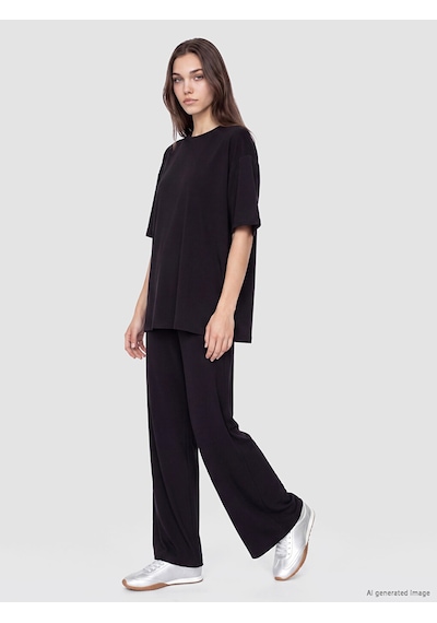 Lcw Modest Antrasit Geniş Paça Soft Touch Kadın Eşofman Altı