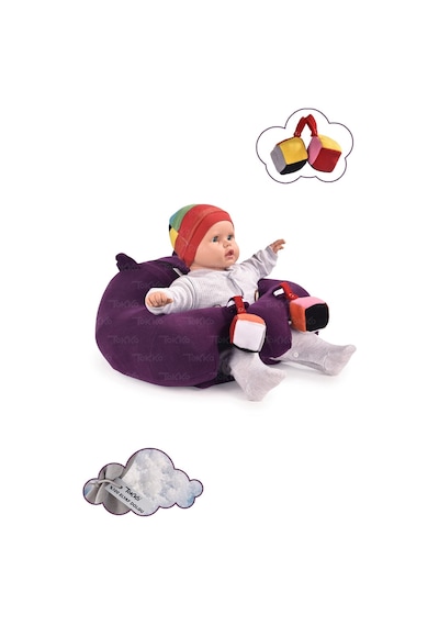 Oyuncaklı Bebek Oturma Destek Minderi - Devrilmez Bebek Koltuğu - Büyük Bebek Oturağı Mor
