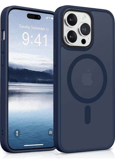 Bix Apple iPhone 15 Pro Magsafe Uyumlu Kılıf Tam Koruma Manyetik Darbe Emici Gece Mavisi