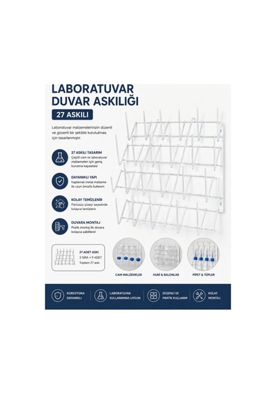 Laboratuvar Duvar Askılığı 27 Askılı