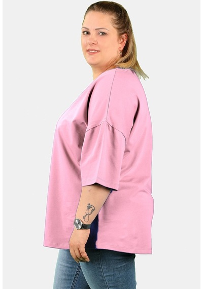Balins Büyük Beden Kadın V Yaka Süprem Tişört Pembe Çok Renkli Balins Büyük Beden Kadın V Yaka Süprem Tişört Pembe Çok Renkli