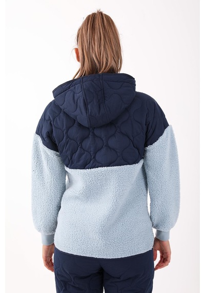 Maraton Sportswear Comfort Kadın Kapşonlu Uzun Kol Outdoor Sisli Mavi Sweatshirt 21441-sisli Mavi