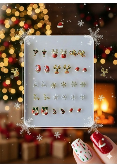 Yeni Yıl Tema Metal Tırnak Süsleme Charm Nail Art Charm Taşları Wn-509