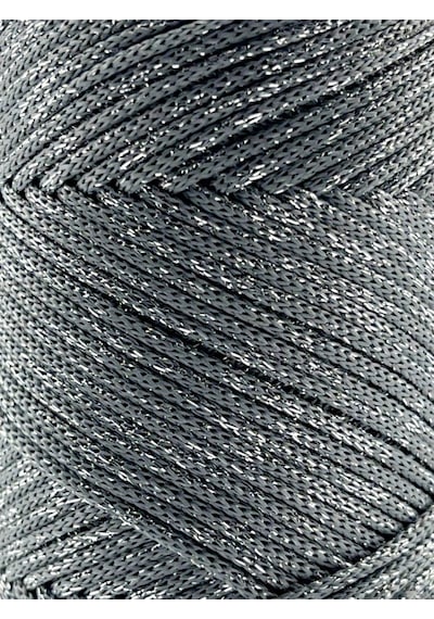 Premium Simli 200 Gr Polyester Makrome Ipi Gri 2 Mm - 230 M Supla Ip Ve Çanta İpliği