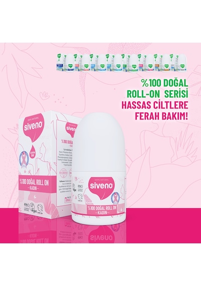 Siveno %100 Doğal Roll On Kadın Deodorant Ter Kokusu Önleyici Bitkisel Leke Bırakmayan Vegan 50 ML