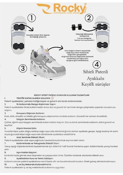 Minibonito Kaykaylı Çocuk Işıklı Ayakkabı - Işıklı Patenli Kaykay Ayakkabı - Kaykay Ayakkabı Beyaz