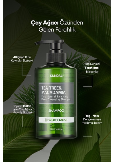 Kundal White Musk Tea Tree & Macadamia Deep Cleansing Shampoo 500 ML