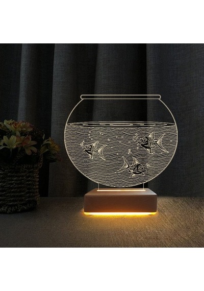 3D Akvaryum Tasarım Led Gece Lambası Doğumgünü Hediyesi