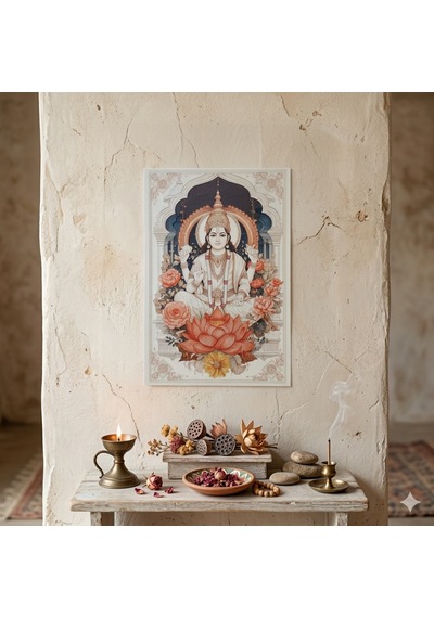 Lord Vishnu Ahşap Tablo - Hinduizm & Yoga Sunak Dekoru - 16x24 Cm Özel Baskı Spiritüel Sanat