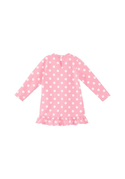 Denokids Ayıcık Kız Bebek Puantiyeli Pembe Elbise Çok Renkli