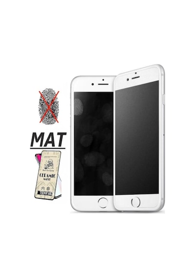 Apple Uyumlu   iPhone 7 Plus Mat Ekran Seramik Tam Kaplayan Kırılmaz Cam Nano Ekran Koruyucu Beyaz