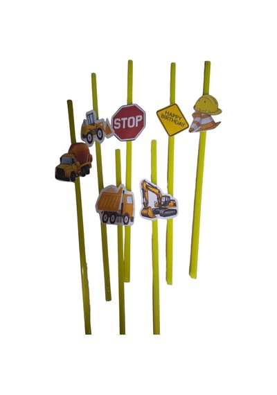 İnşaat Temalı Doğum Günü Pipeti 15 Adet 1 - 12 Yaş