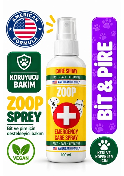 Zoop Köpek & Kedi Ağız Ve Diş Bakım - Mantar - Yara - Bit Pire Koruma - Kulak Temizleme - Alerji - Kaşıntı - Koku Giderci Ve Egzama Acil Bakım Spreyi 100 Ml