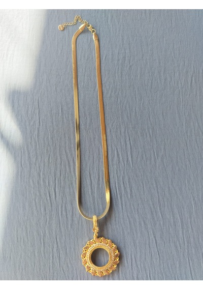 Çelik Çeyrek Kolye 50cm 24ayar Altın Kaplama