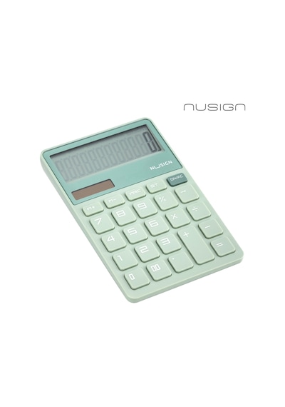 Nusign Hesap Makinesi &zımba & Makas Kırtasiye Seti -yeşil