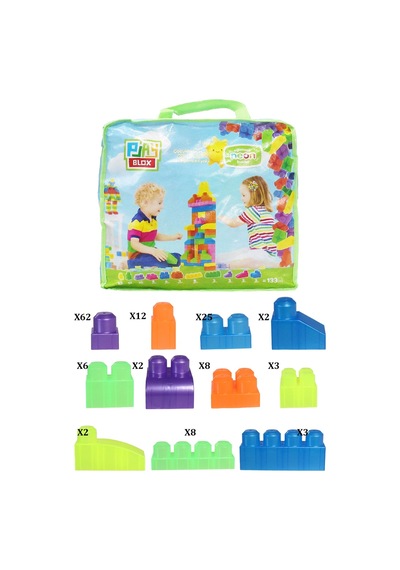 Play Blox 2991 Neon Renkler Mega Blok Seti 133 Parça Yeşil Çantalı