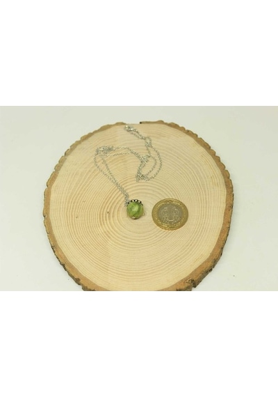 Peridot (Zebercet) Taşı Kolye Ucu Zincirli
