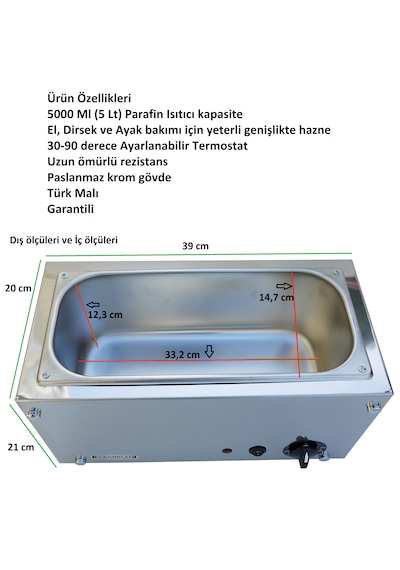 Egekırkan S560 El Ayak ve Dirsek Parafin Makinesi Isıtıcı Kazanı 5 L