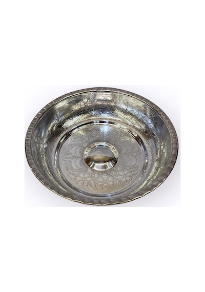 6 Adet 20 Cm Çirtikli Metal Hamam Tası Gümüş
