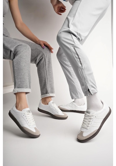Muggo Jabbar Unisex Ortopedik Günlük Garantili Bağcıklı Yürüyüş Koşu Sneaker Spor Ayakkabı Beyaz