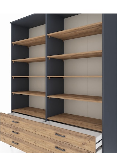 Hyperion Gardrop 10 Raflı 6 Çekmeceli 176x44x221 Antrasit-çam Çam