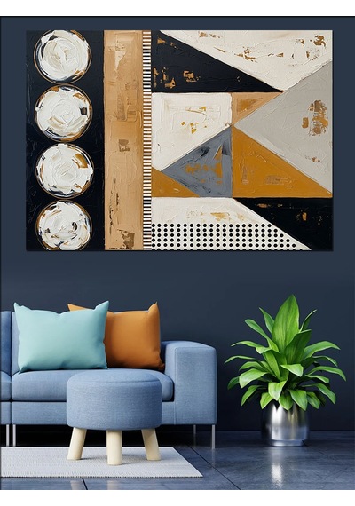 Art Deco Geometrik Soyut Sanat Dekoratif Kanvas - Mdf Ahşap Tablo