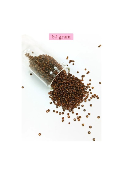 Tedar Dökme Cam Kum Boncuk 11/0 2 Mm - 60 Gram - Çok Koyu Turuncu - Bnc064 Najmaddin (No:1) 8.5Cm X 10.5 Cm