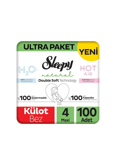 Sleepy Natural Double Soft Ultra Paket Külot Bez 4 Numara Maxi 100 Adet