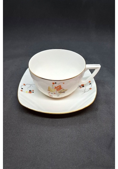 Mz Porzellan Çekolslovak Vintage Çay Fincanı 2 Parça 200 Ml Turuncu