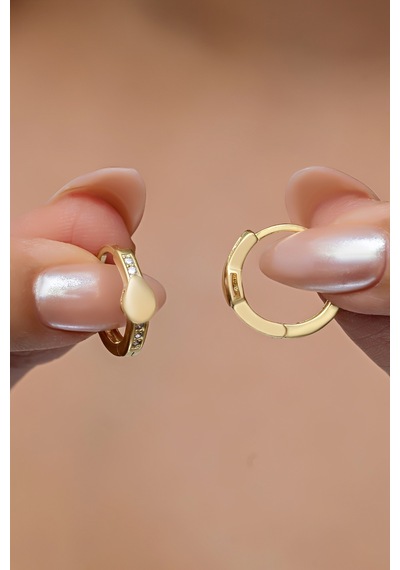Nereze 925 Ayar Gümüş Gold Kaplama 15 Mm Halka Küpe