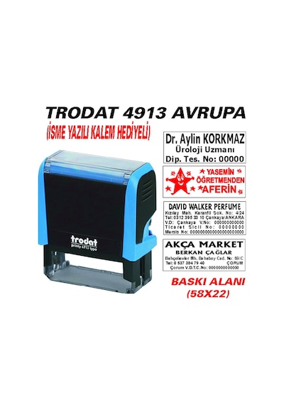 Trodat 4913 Firma - Ofis - Şirket - Doktor - Avukat Kaşesi N11.22644