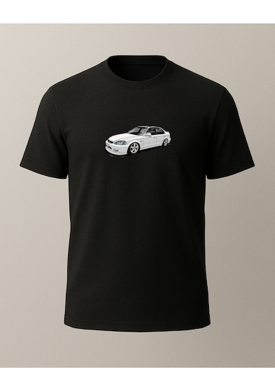 Civic Baskılı T-shirt 2 Siyah