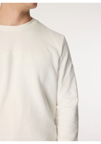 Mustang Beyaz Erkek Bisiklet Relaxed Baskılı Sweatshirt M4wm-swt-1819 Ekru