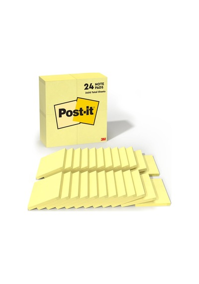 Notlar, 7,6 X 7,6 Cm, 24 Ped, Kanarya Sarısı, Temiz Çıkarma, Geri Dönüştürülebilir