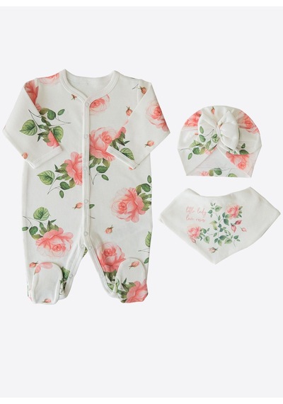Kitikate Organik Love Roses 3'lü Takım Ekru Ekru