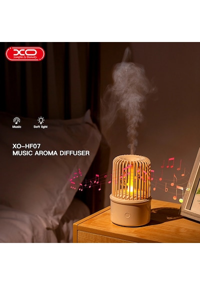 Hf07 Dahili Müzik Ve Ortam Aydınlatmalı 200ml Su Tankı Akıllı Aromaterapi Hava Nemlendirici