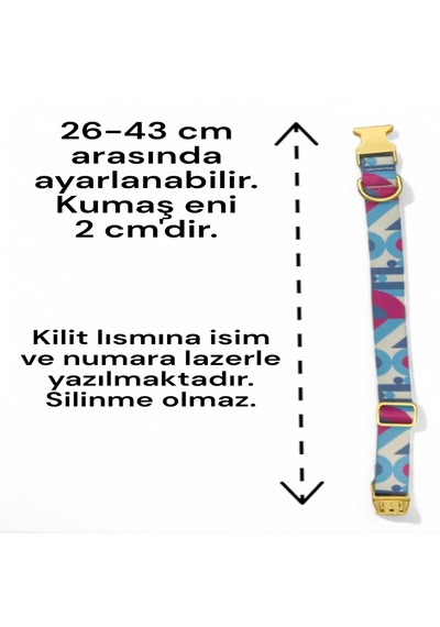 Caramelos Köpek Tasması-küçük Irk Ve Orta Irk İsimli Tasma 11 Mavi - Pembe
