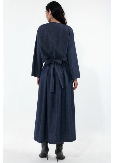 Hiccup Denim Ceket & Maksi Elbise İkili Takım Mavi
