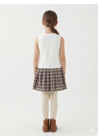 Xo Kids Kız Çocuk Elbise 8-12 Yaş 4061 Bej