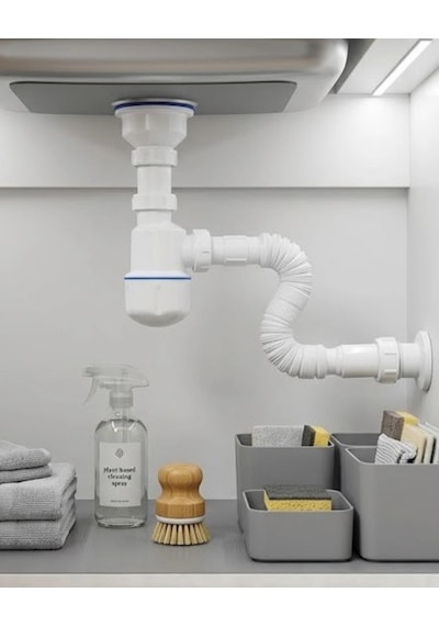 Mey İthalat Esnek Gider Sifonu Lavabo İçin Koku Önleyici Tıkanma Karşıtı Bağlantı Seti
